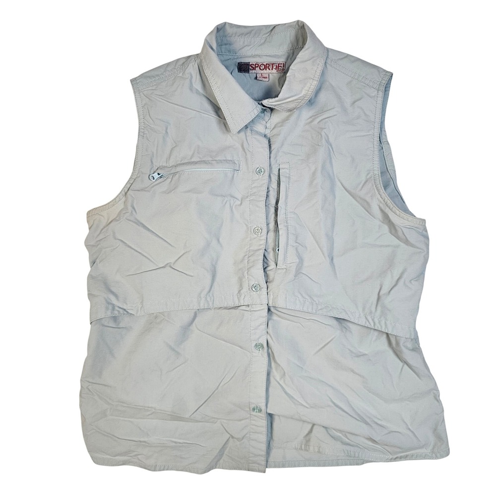 Sportif Performance Mens Large Grey Sleeveless Fishing Vest Mesh Back Utility